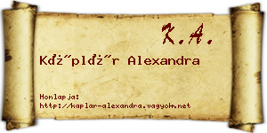 Káplár Alexandra névjegykártya