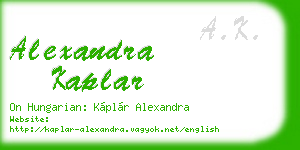 alexandra kaplar business card