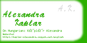 alexandra kaplar business card